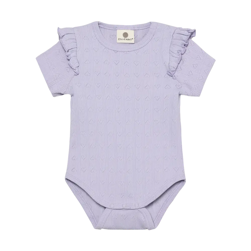Kortärmad Pointelle Body - Purple Heather - 62 | Barnkläder - Bodys & overaller - Kortärmad body | BabyMode
