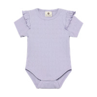 Kortärmad Pointelle Body - Purple Heather