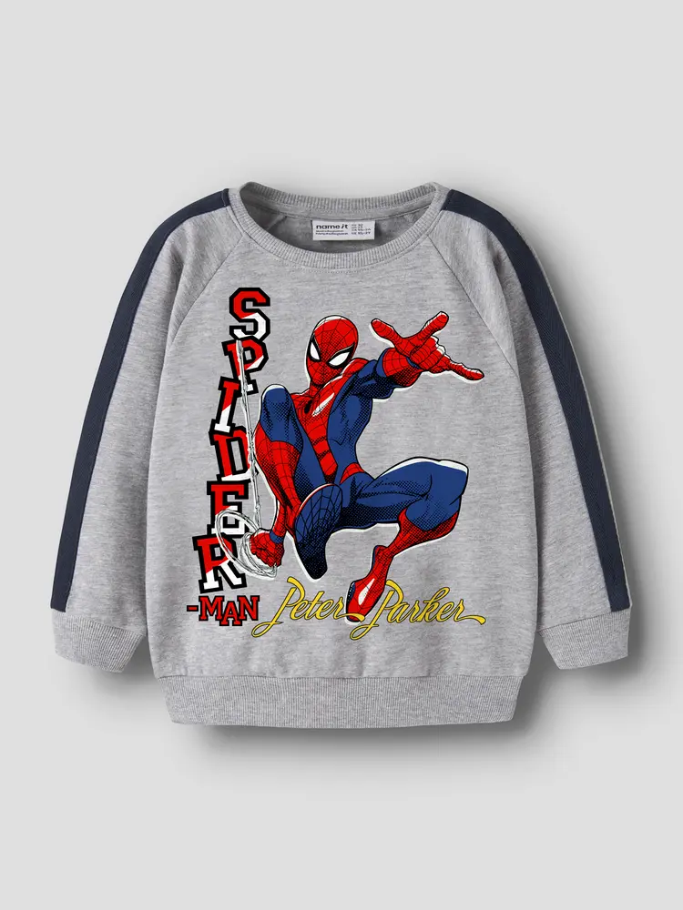 Name It Olindo Spider Sweatshirt - Grey Melange  - 116