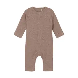 Långärmad Jumpsuit Rib - Coffee Quartz Melange | Kläder - Bodys & overaller - Jumpsuit utan fot | BabyMode