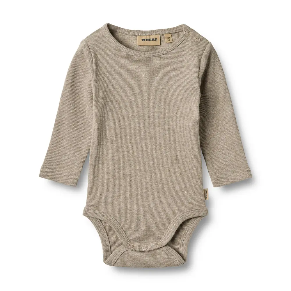 Långärmad Body Ribbad Spencer - Gravel Melange - 74 | Barnkläder - Bodys & overaller - Långärmad body | BabyMode