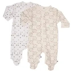 Långärmad Pyjamas med Fot 2-pack - Offwhite | Kläder - Underkläder & pyjamas - Pyjamasar | BabyMode
