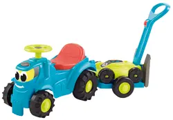 Traktor Gå-bil med Trailer + Gräsklippare | Leksaker - Utomhuslek - Bilar, traktorer och skotrar | BabyMode
