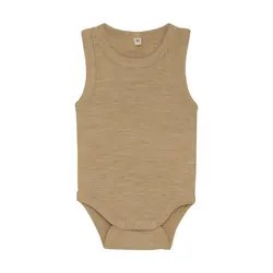 Ullbody utan ärmar - Light Camel Melange | Kläder - Ull - Ullbodys | BabyMode