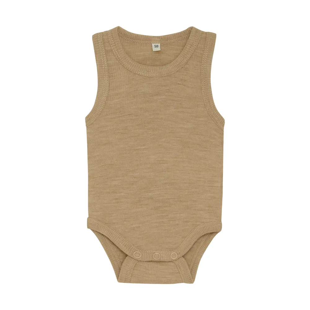 Ullbody utan ärmar - Light Camel Melange - 70 | Barnkläder - Ull - Ullbodys | BabyMode
