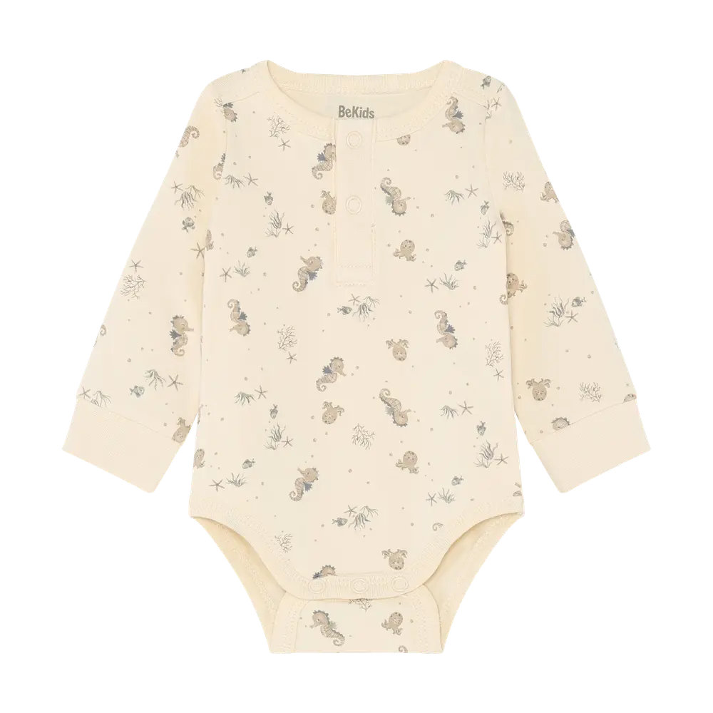 Långärmad Body m. Tryck - Folkstone Gray - 70 | Barnkläder - Bodys & overaller - Långärmad body | BabyMode