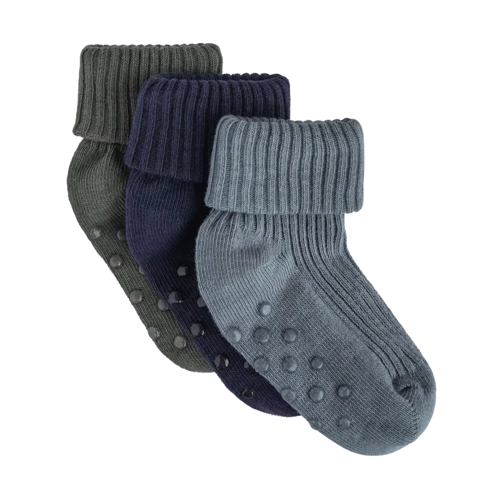 BeKids Rib Strumpor m. ABS 3-Pack - Dark Navy - 11\14