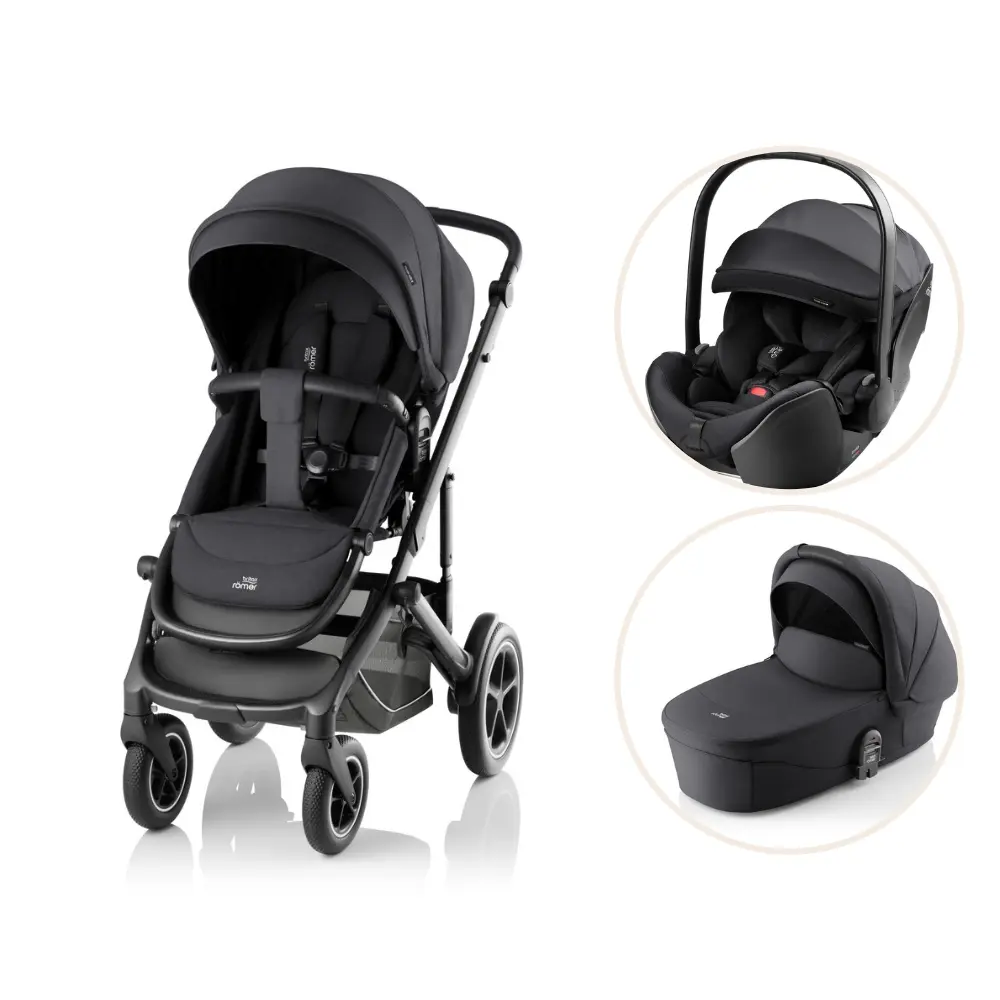 Britax Römer Smile 5Z Style Duovagn inkl. Baby-Safe Pro Style Babyskydd - Carbon Black | Barnvagnar - Barnvagnspaket | BabyMode