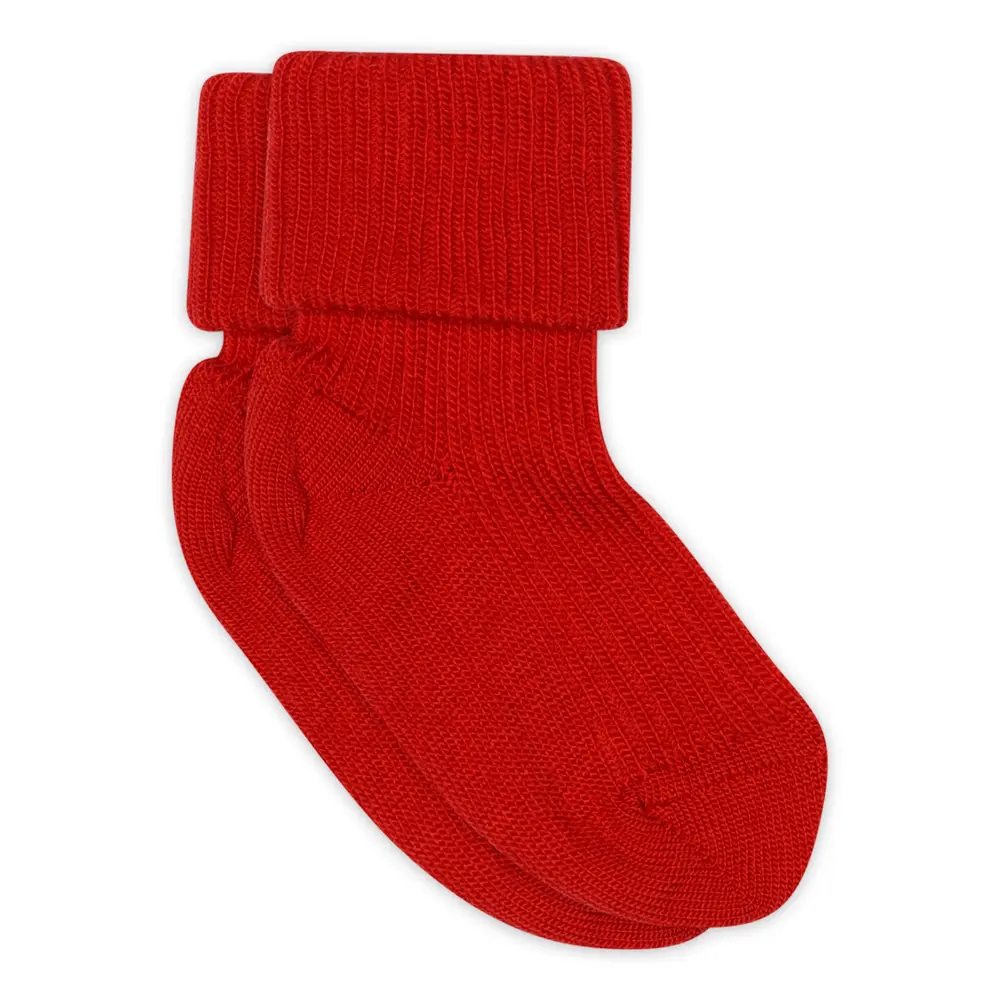 Ull Ankelstrumpor Rib - Tomato - 22/24 | Barnkläder - Ull - Strumpor & ullstrumpbyxor | BabyMode