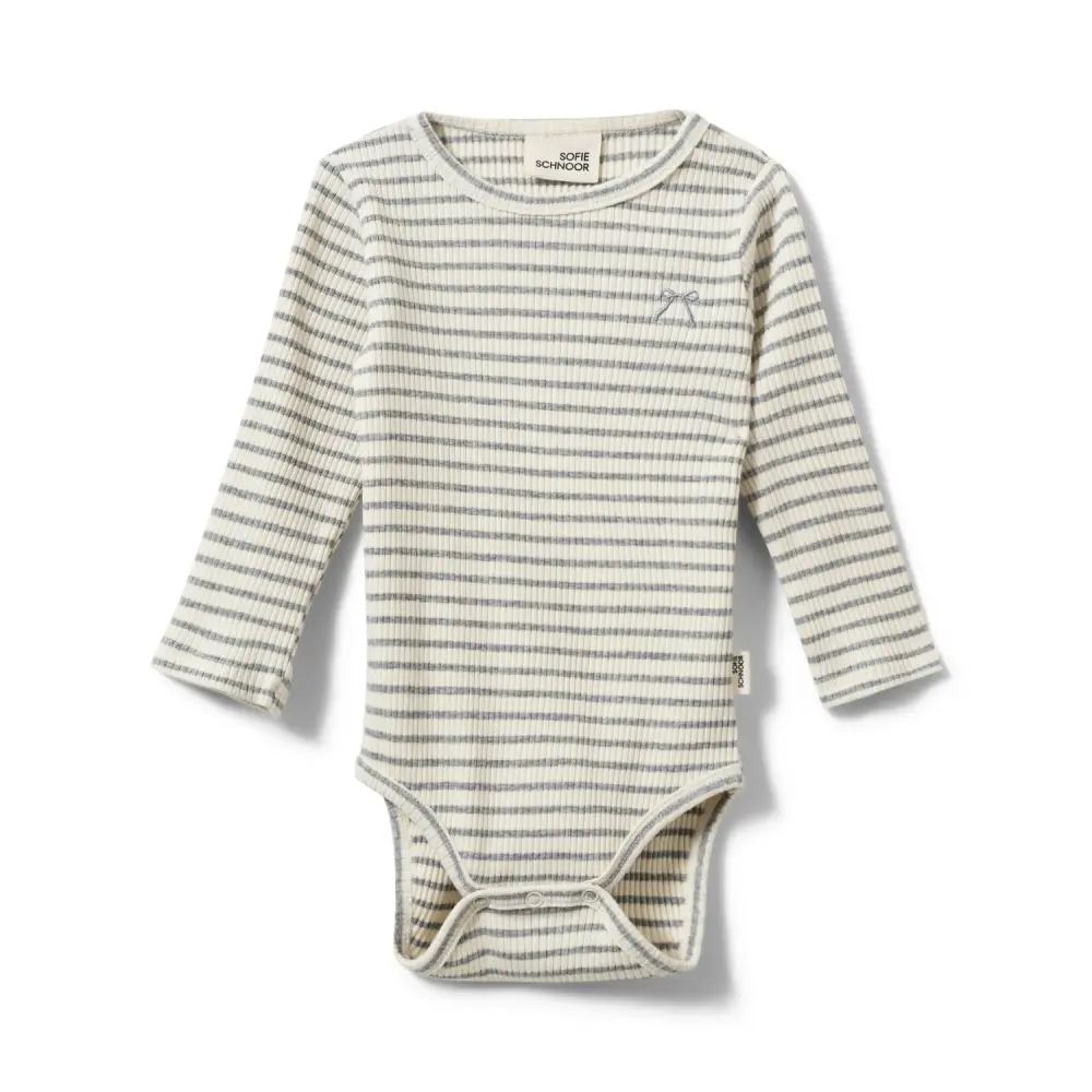 Dicte Body - Grey Striped - 68 | Barnkläder - Bodys & overaller - Långärmad body | BabyMode