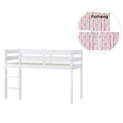 ECO Comfort halvhög säng vit, med rött gardin | Barnrum | BabyMode