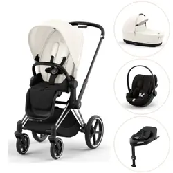 Priam duovagn off white/chrome black inkl. Cloud G och Bas G - magic black | Barnvagnar | BabyMode