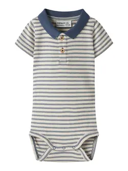 Jerimiah Kortärmad Polo Body - Vintage Indigo | Barnkläder - Bodys & overaller - Kortärmad body | BabyMode