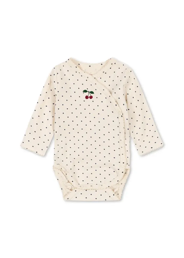 Konges Sløjd Basic Långärmad Newborn Body - Blue Dot - 0-1 MDR.