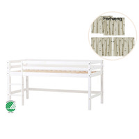 ECO Dream Halvhög säng (delbar) vit 70x160, med grön gardin