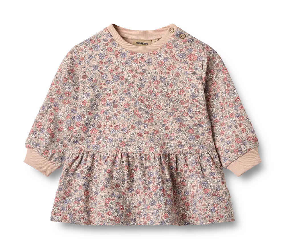 Zenia Sweatklänning - Rose dust flowers - 2 ÅR