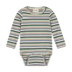 Längåarmad Rib Body m. Ränder - Lily Pad | Kläder - Bodys & overaller - Långärmad body | BabyMode