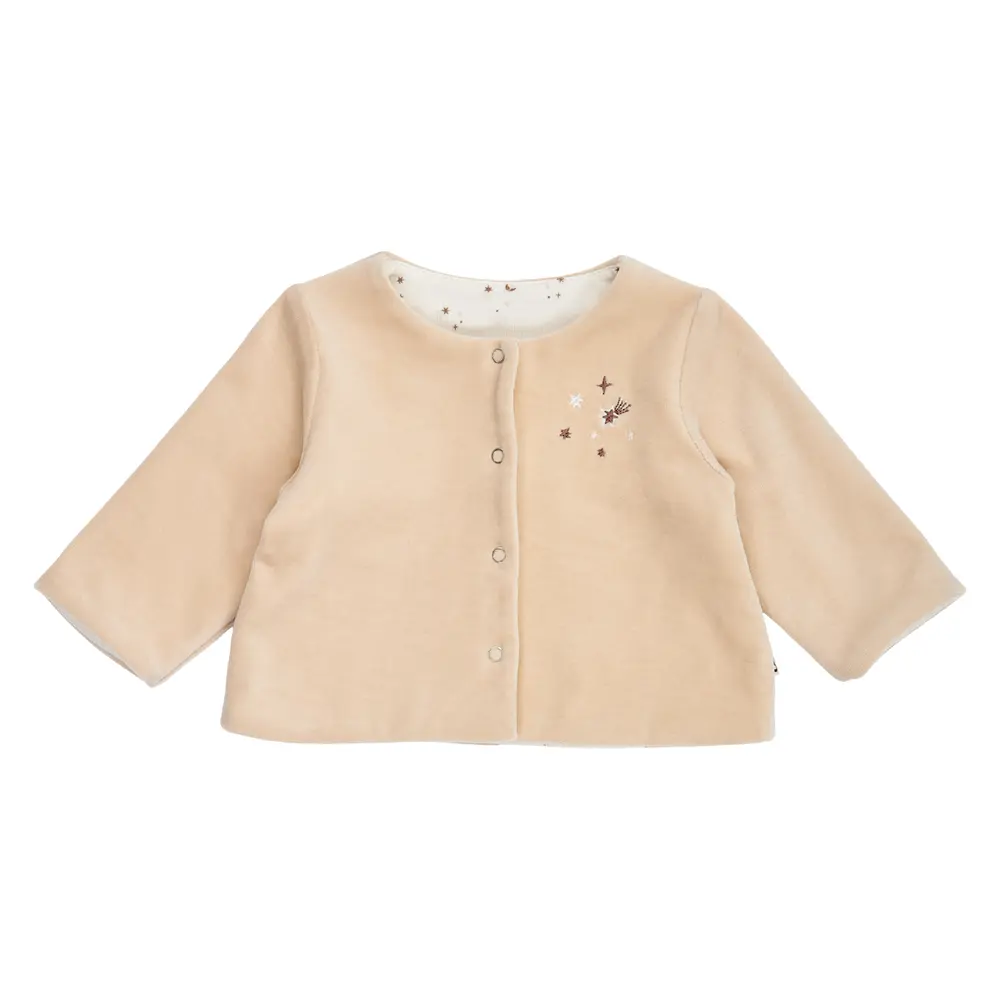 Velour Vändbar Jacka - Oat - 62 | Barnkläder - Toppar - Koftor, västar & tröjor | BabyMode