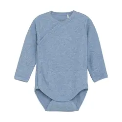 Långärmad Omlottbody Rib - Rain Washed Melange | Kläder - Bodys & overaller - Omlottbody | BabyMode