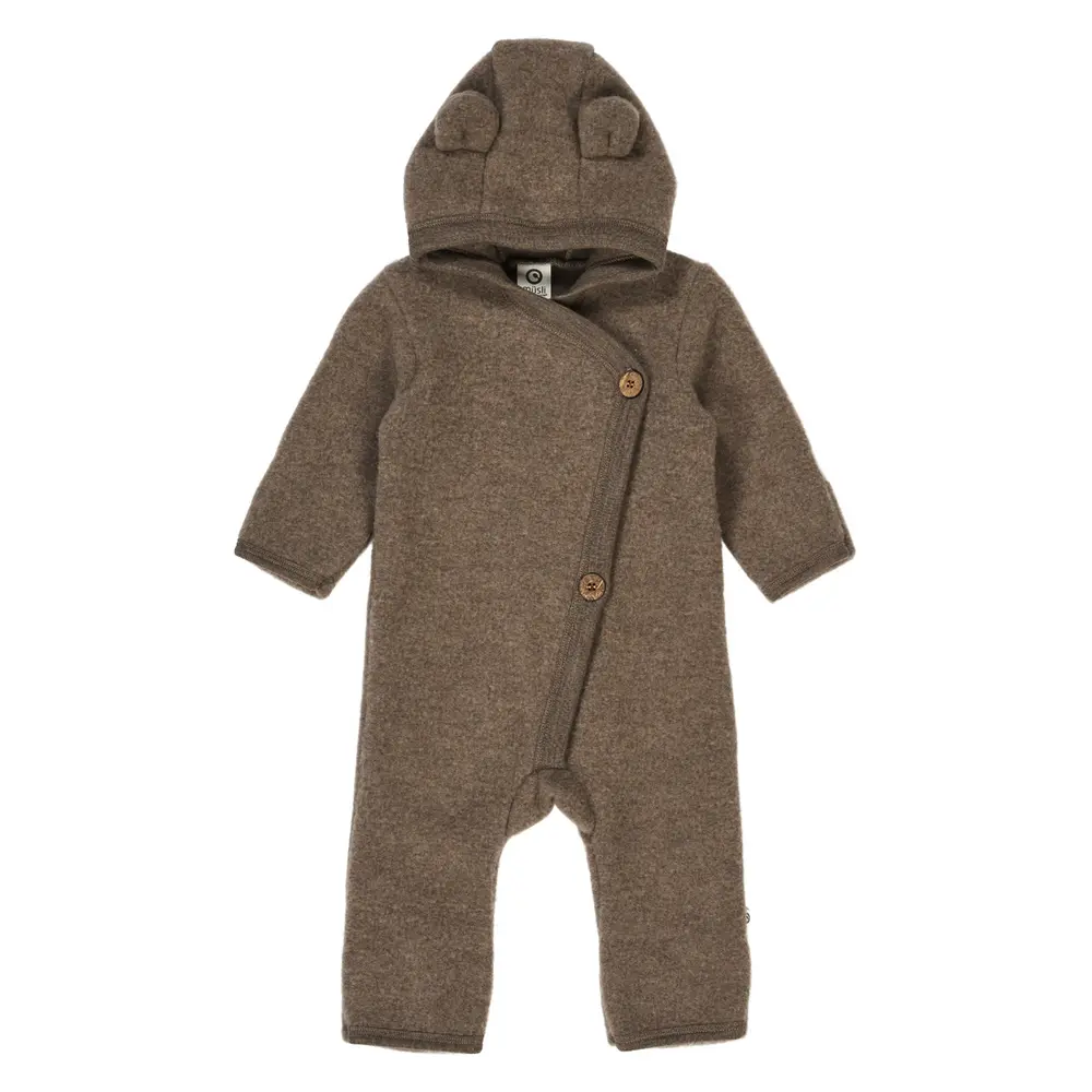 Barnvagnsoverall Woolly Merinoull/Fleece - Walnut Melange - 80/86 | Barnkläder - Ytterplagg - Barnvagnsoveraller | BabyMode