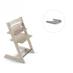Tripp Trapp Stol & Bricka - Whitewash/grå | Baby & Barn | BabyMode