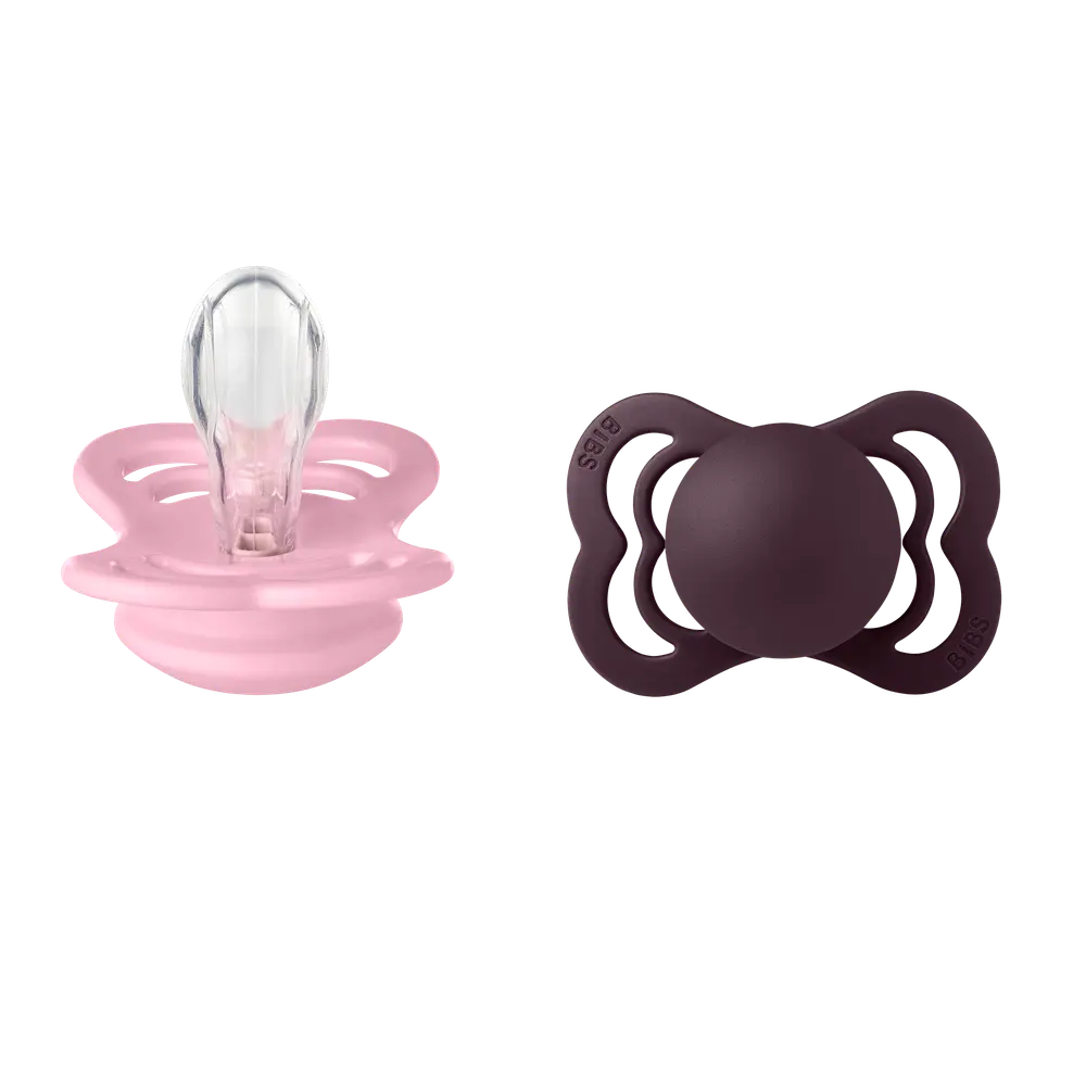 Napp Supreme 2Pk Silicone Str 1 Baby Pink/Plum | Baby & Barn - Sköta - Nappar | BabyMode