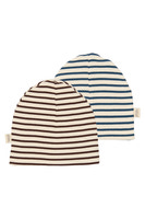 Petit Piao Sky Mössa 2-Pack - Chestnut Striped