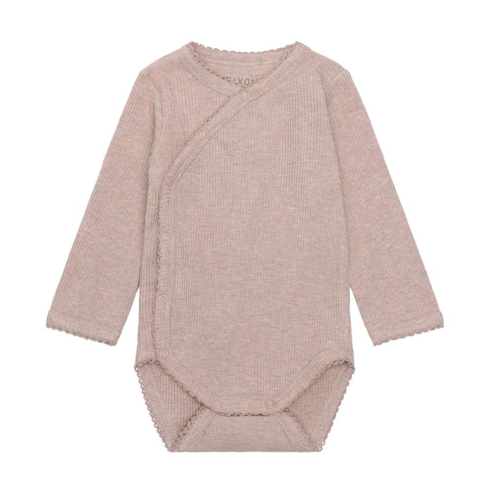 Fixoni Långärmad Wrap Body Rib - Pale Mauve Melange - 62