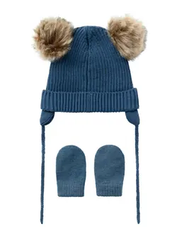 Mara strik set - DARK DENIM | Kläder - Mössor, vantar och tossor - Mössor & balaclavas | BabyMode