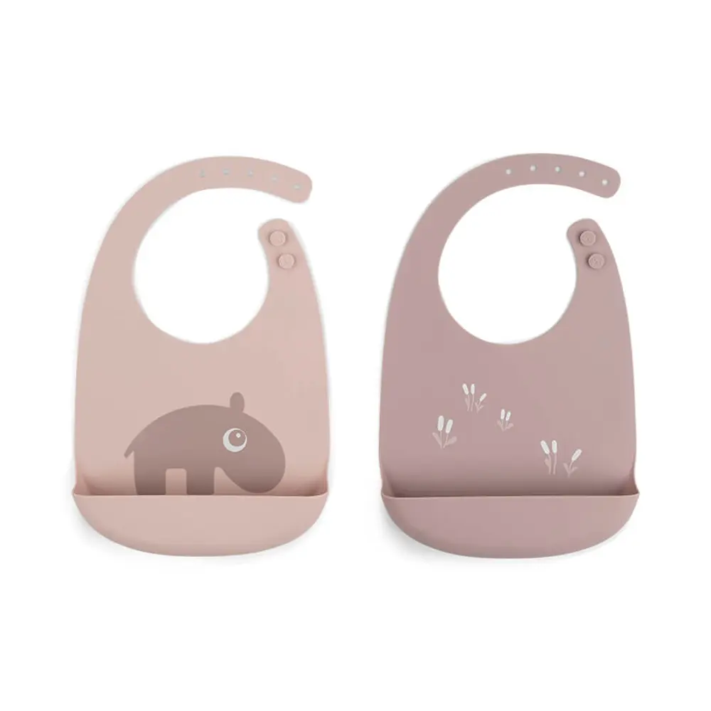 Haklapp Silikon 2-pack Ozzo - Powder | Baby & Barn - Äta - Haklappar | BabyMode