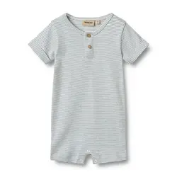 Kortärmad Jumpsuit Alfred - Blue Stripe | Kläder - Bodys & overaller - Jumpsuit utan fot | BabyMode