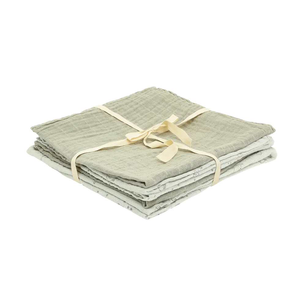 Pippi Muslinfilt 6‑pack 65x65 - Dried Sage | Barnrum - Textilier - Muslinfiltar | BabyMode