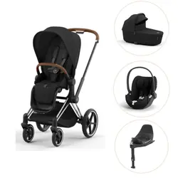 Cybex Priam Duovagn + Cloud T Plus + Bas T - Chrome Brown/Sepia Black | Barnvagnar | BabyMode