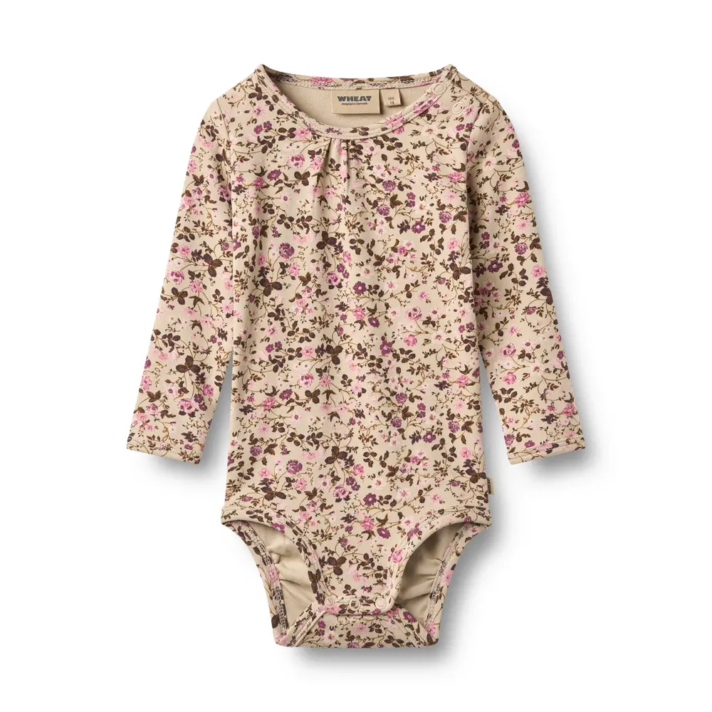 Wheat Liv Långärmad Body - Soft Sand Flower Wine - 68