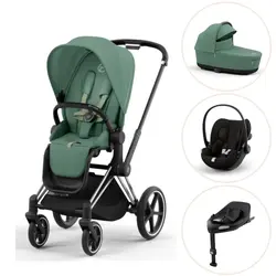 Priam duovagn leaf green/chrome black inkl. Cloud G och Bas G - magic black | Barnvagnar | BabyMode