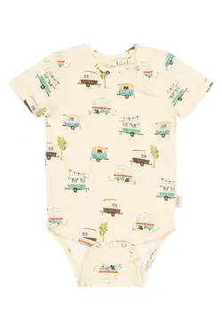 Sun Kortärmad Body - Eggnog Camper AOP | Barnkläder - Bodys & overaller - Kortärmad body | BabyMode