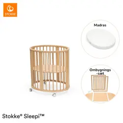 V3 Sleepi Mini Spjälsäng Med Förlängning & Madrass - Natural | Barnrum | BabyMode