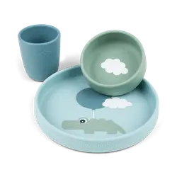 Matset Silkon Happy Clouds - Blue | Baby & Barn - Äta - Barnserviser | BabyMode