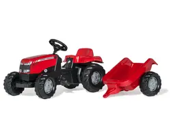 Rolly kid Massey Ferguson Pedaltraktor med Trailer | Leksaker - Utomhuslek - Bilar, traktorer och skotrar | BabyMode