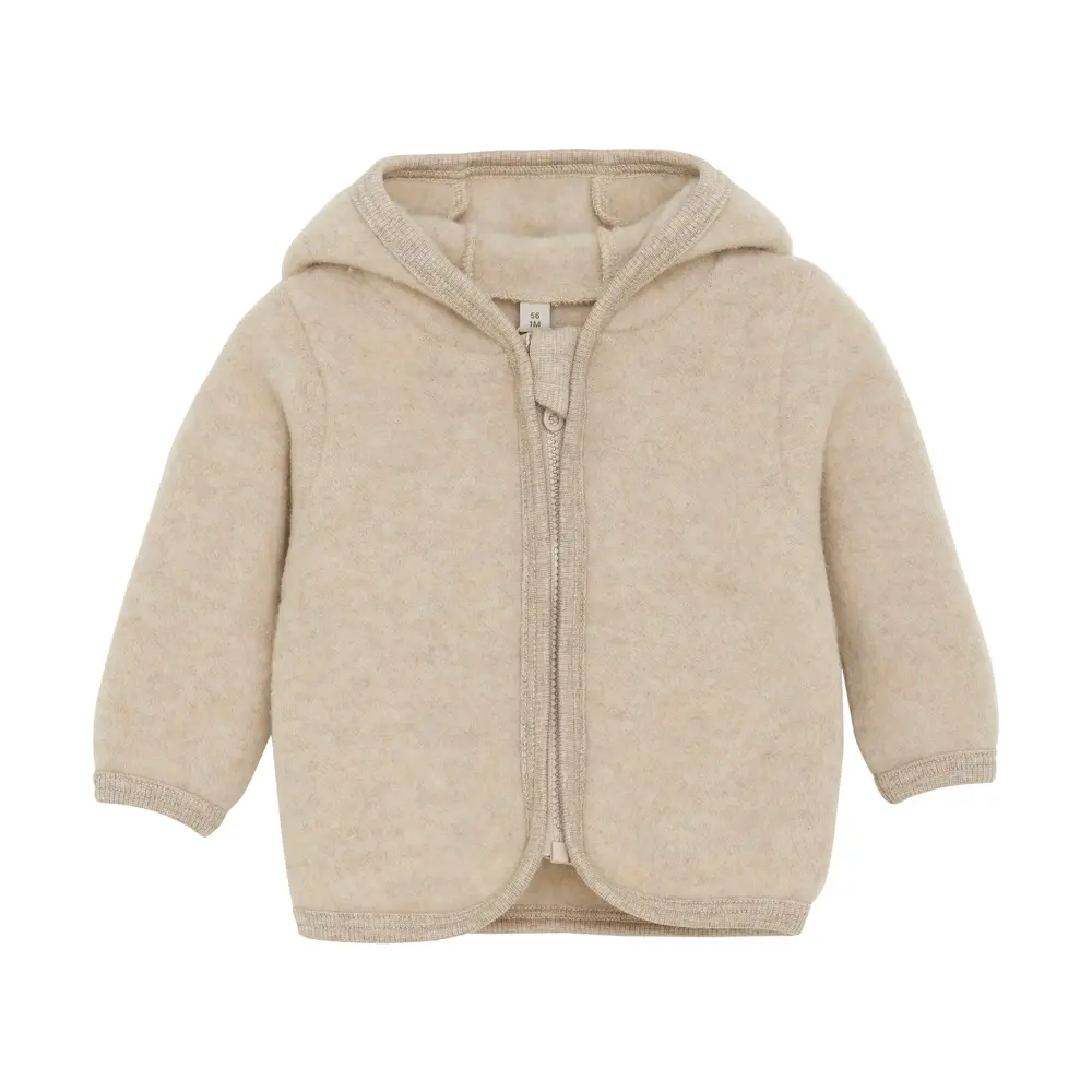 Jacka med Öron - Camel Melange - 92 | Barnkläder - Ull - Ulltröjor | BabyMode