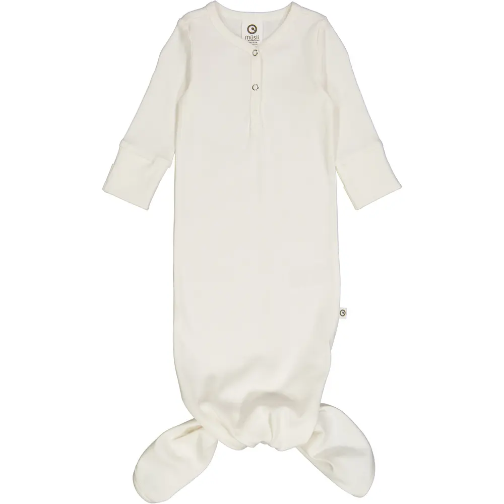 RIB Sovpåse med Knut - Balsam Cream - 68 | Barnkläder - Bodys & overaller - Jumpsuit med fot | BabyMode