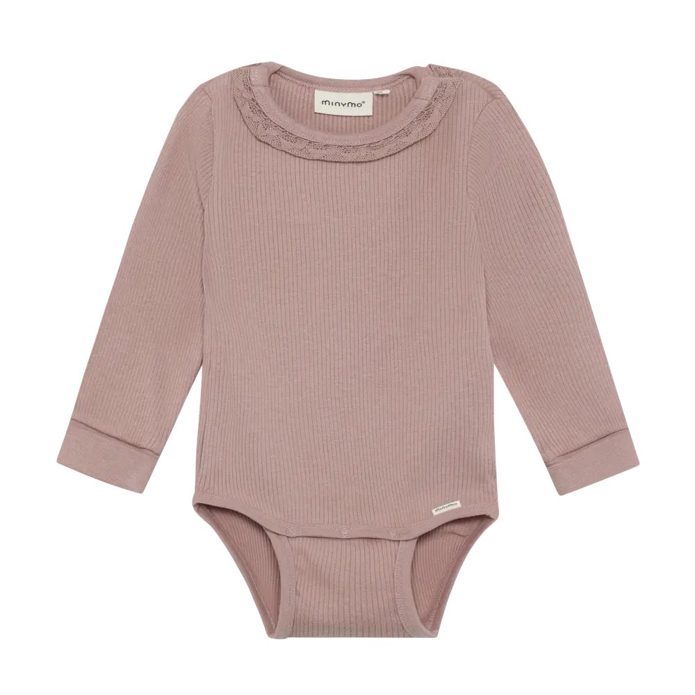 Minymo Långärmad Rib Body - Fawn - 80