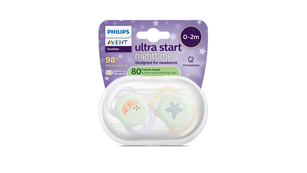 Ultra Start Napp, 0–2 mån natt - ljusrosa/ljusgul | Baby & Barn - Sköta - Nappar | BabyMode