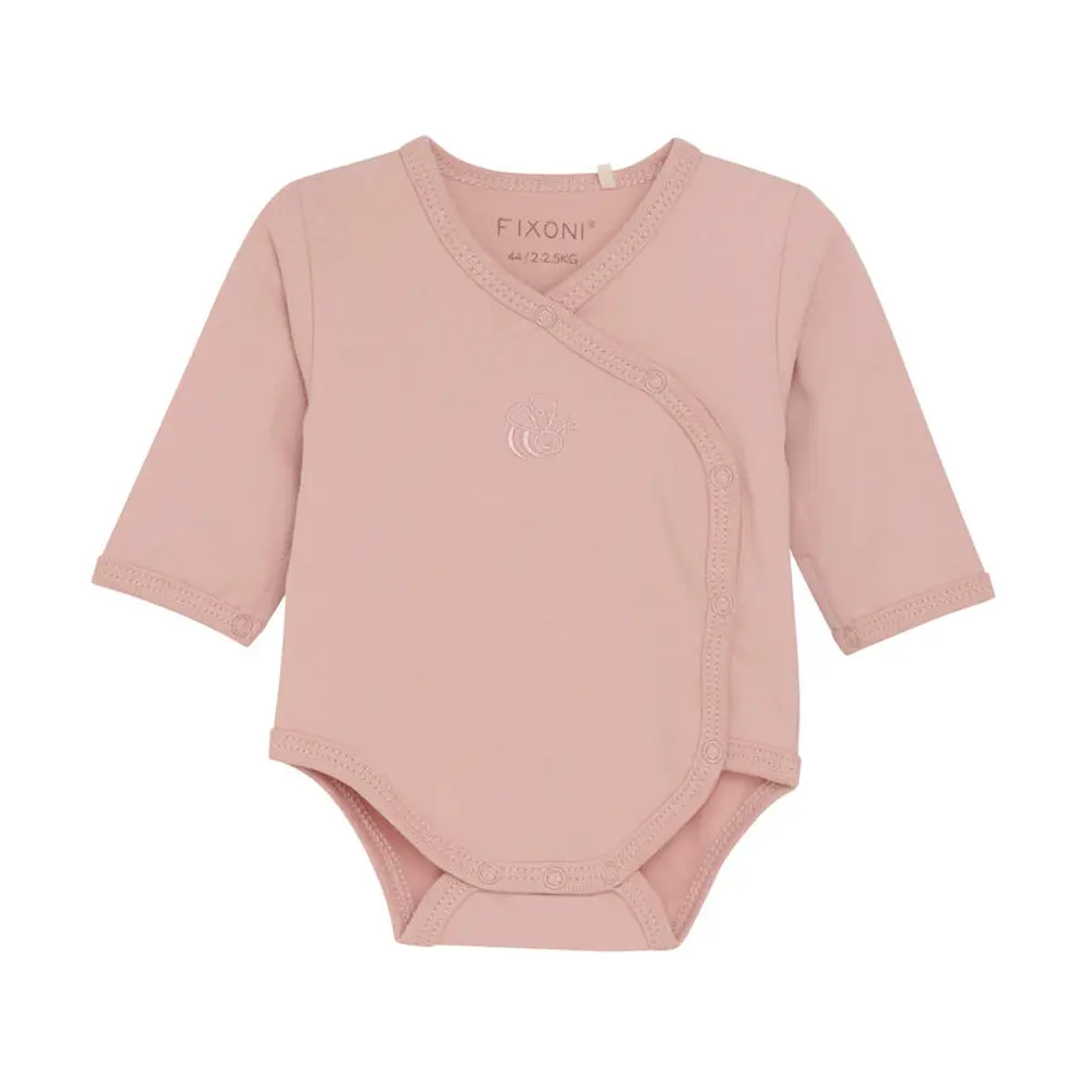 Långärmad Omlottbody - Pale Mauve - 56 | Barnkläder - Prematurkläder | BabyMode