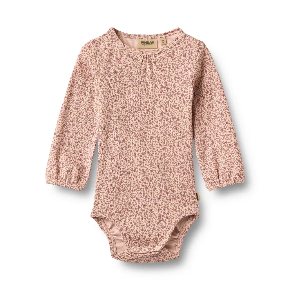 Wheat Elmine Långärmad Body - Dime Rose Small Flowers - 68