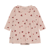 Långärmad Rib Bodyklänning m. Tryck - Peach Whip