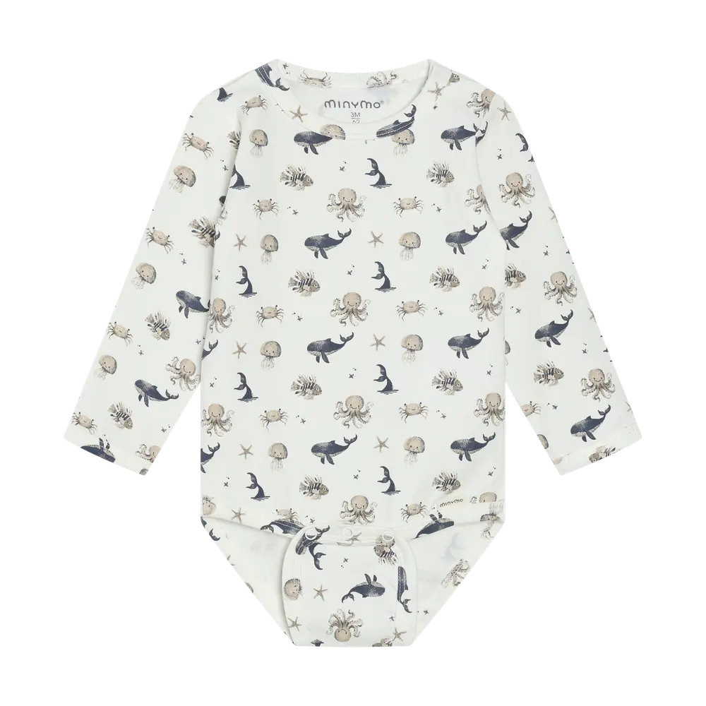 Långärmad Body m. Tryck - White Pepper - 80 | Barnkläder - Bodys & overaller - Långärmad body | BabyMode