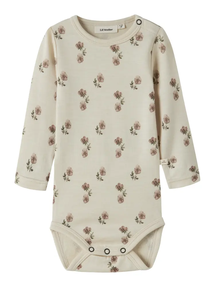 Lil' Atelier Nilo Nun Långärmad Ull Slim Body - Turtledove - 62