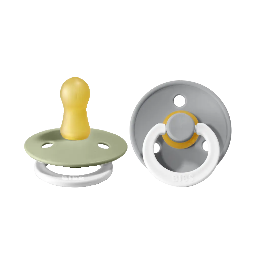 Napp Colour Night 2-pack Latex Rund 0-6 mån - Sage/Cloud | Baby & Barn - Sköta - Nappar | BabyMode