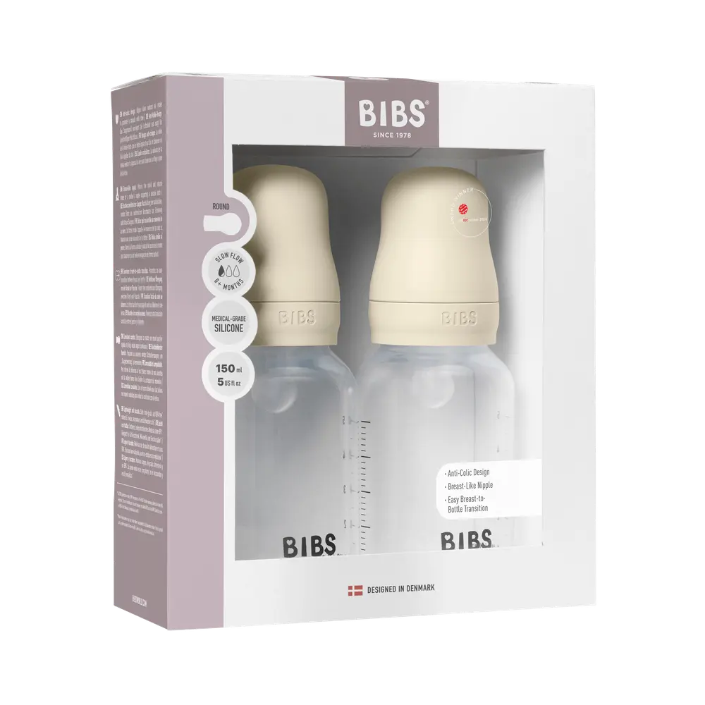 Nappflaska Baby Silikon 2-pack 150ml Slow Flow - Ivory | Baby & Barn - Äta - Nappflaskor | BabyMode